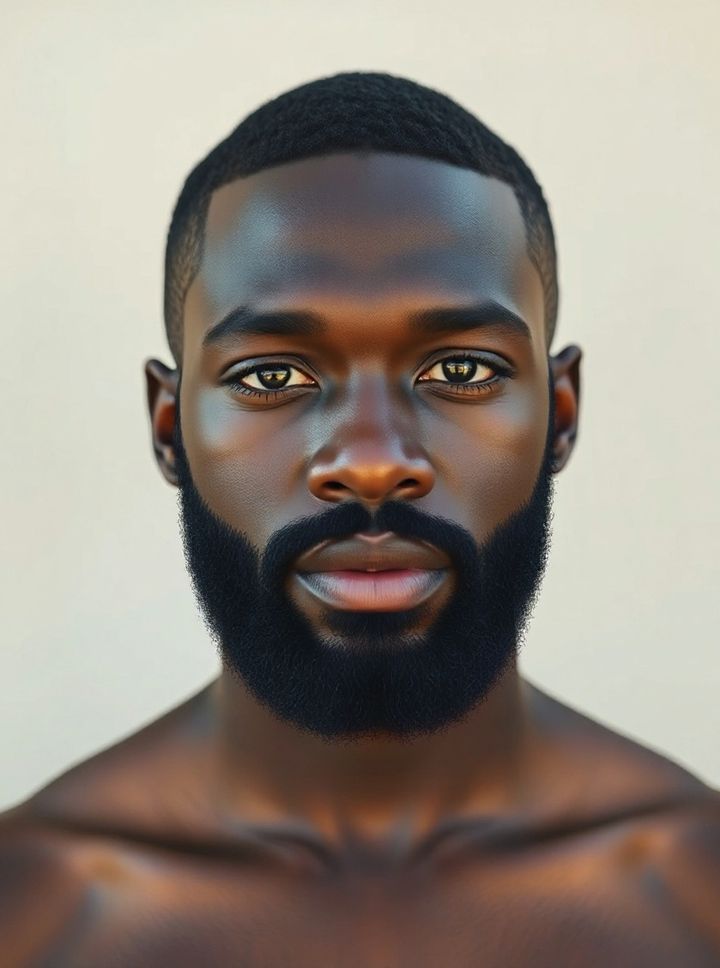After: beard fade rendered on the same face by Lineup
