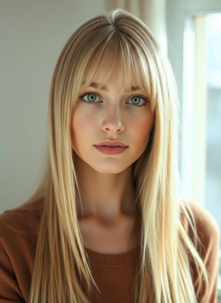 Birkin bangs rendered on a real selfie by Lineup