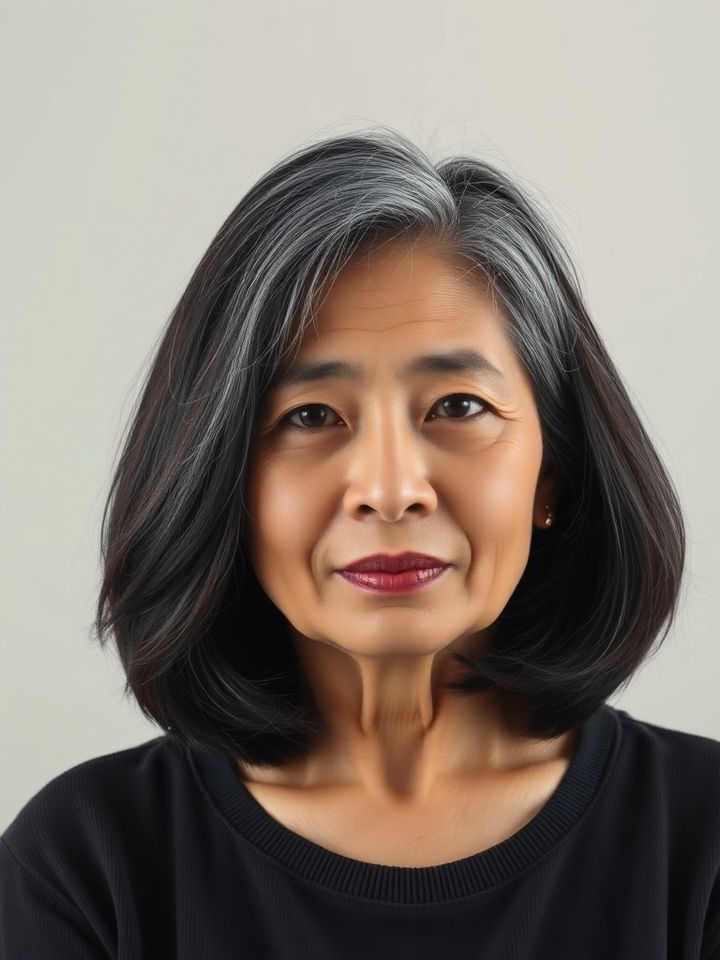 Before: selfie prior to the layered bob try-on