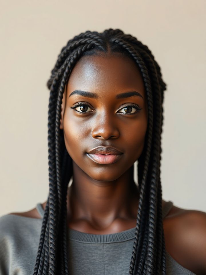 Before: selfie prior to the senegalese twists try-on