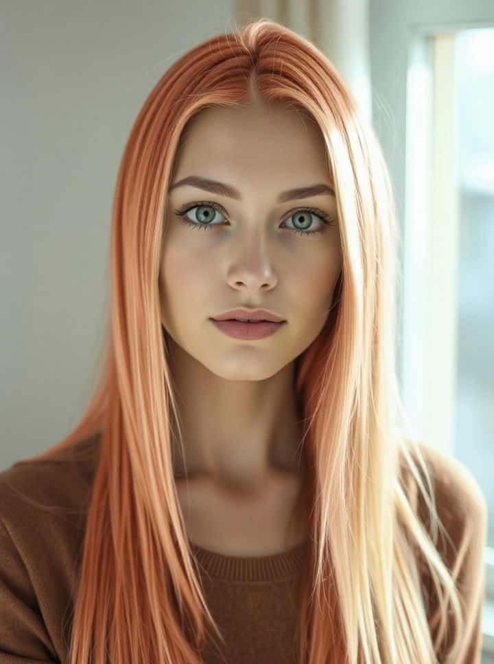 Strawberry blonde rendered on a real selfie by Lineup