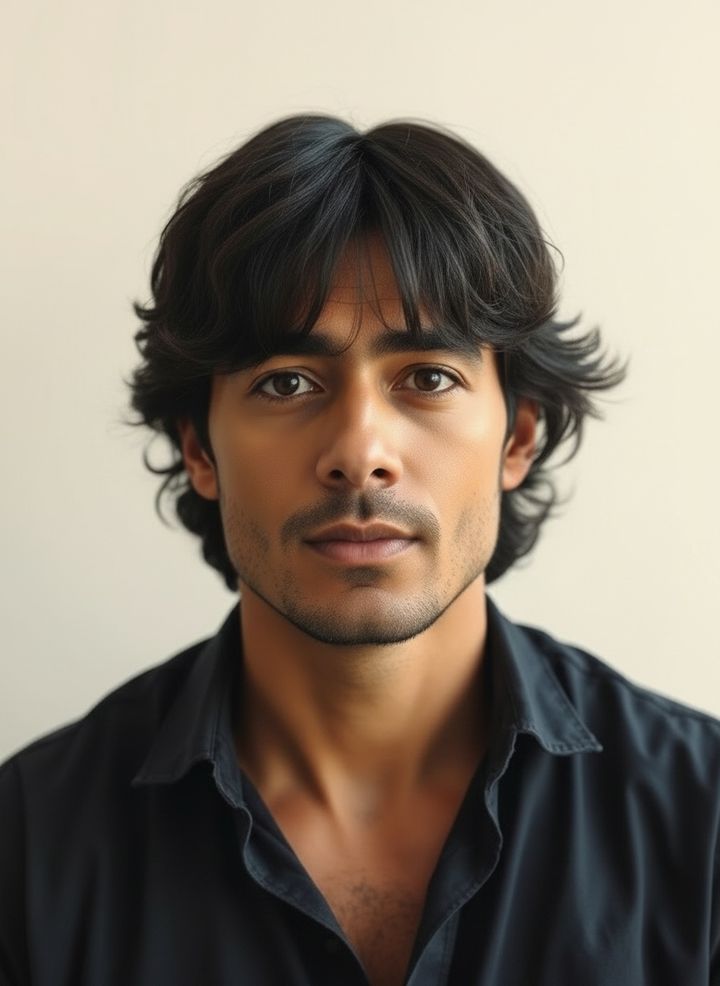 Textured fringe rendered on a real selfie by Lineup